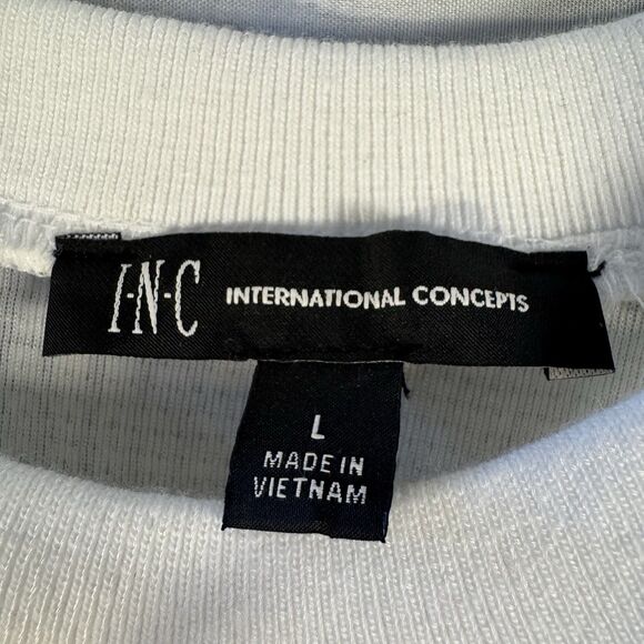 INC International Concepts Sequin Mesh Top Silver Shimmer Party Blouse L - Picture 3 of 10